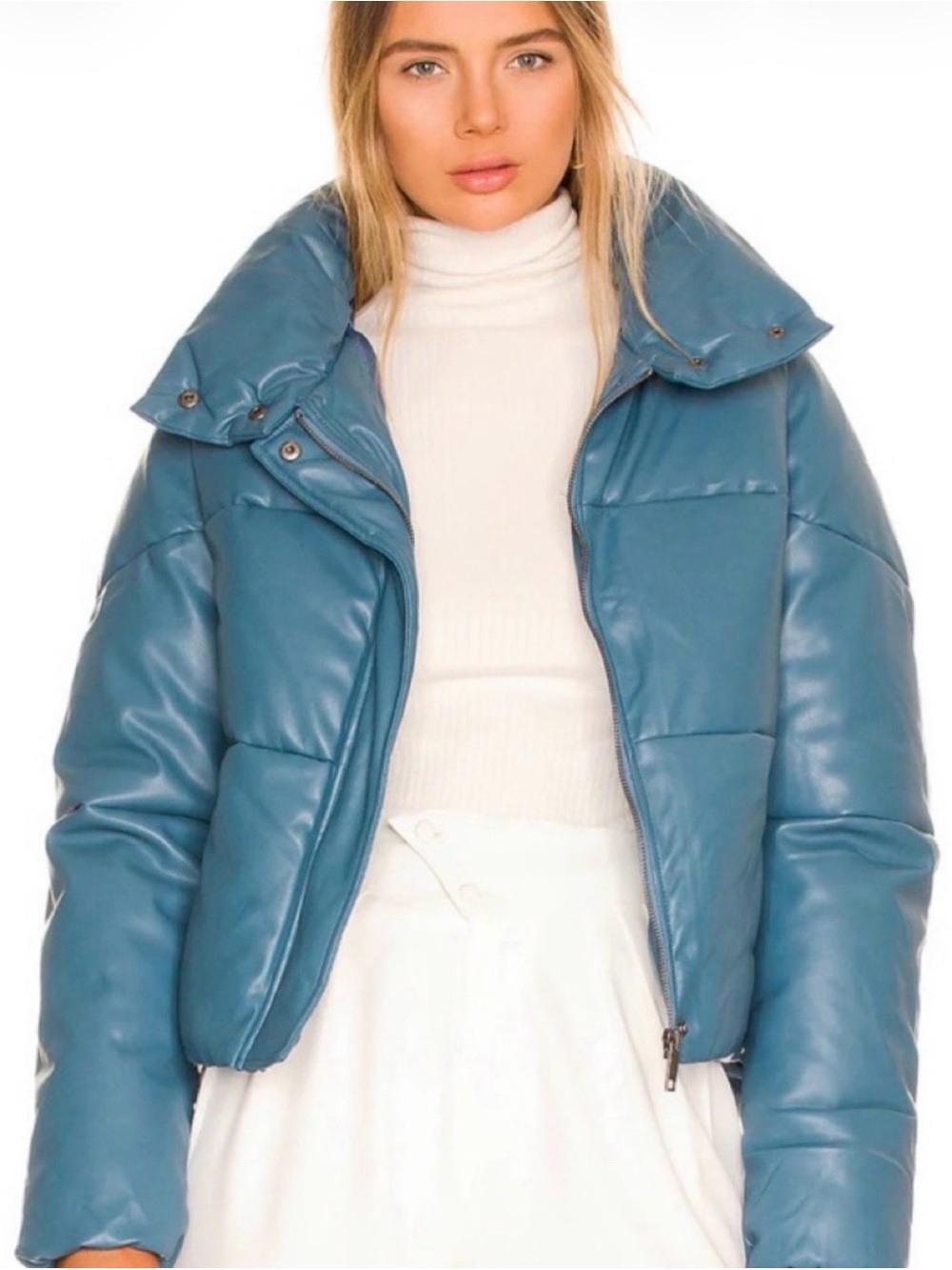 Apparis Teal Blue Quilted Puffer Jacket